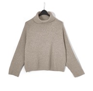 Damski Sweter Golf Prążkowany Wełna Beżowy Marc O’Polo |R. S