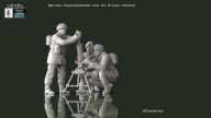Żywica figurki brytyjscy spadochroniarze z 3 calowym moździerzem WWII 1/16
