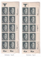 fragment arkusza różna perforacja, GG, błędy i usterki znaczki stan **