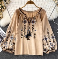 bluzka PLUS SIZE boho haftowana hipisowska kwiaty