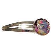 Spinka do włosów - biały kot i kwiaty 2