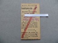 KRAKÓW LEGITYMACJA ULGOWA MPK INWALIDY RENCISTY 1967 / 1968 rok