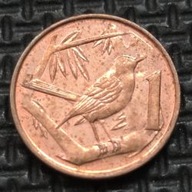 *KAJMANY CAYMAN ISLANDS [0325] *1 cent 2008 Elżbieta II Korona, Ptak Drozd