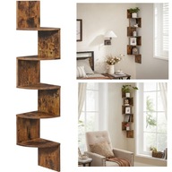 PÓŁKA ŚCIENNA NAROŻNA 5 PÓŁEK VINTAGE BRĄZOWA DO PRZEDPOKOJU SYPIALNI BIURA