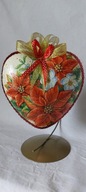 Bombka serce ręcznie zdobiona 15 CM decoupage SD58