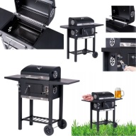 Grill węglowy OGRODOWY NA KÓŁKACH 2 RUSZTY TERMOMETR POPIELNIK POKRYWA BBQ