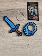Diamentowy Zestaw KeySpinner + Miecz Minecraft - Brelok Druk3d fidget