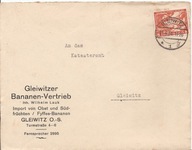 GLIWICE GLEIWITZ -koperta firmowa TRZECIA RZESZA -obieg 1934 rok BANANY