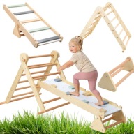 DOMEK DLA DZIECI DREWNIANY PLAC ZABAW WSPINACZKA ŚCIANKA WSPINACZKOWA 3W1