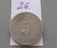 5 PFENNIG 1899 roku , literka A , NIEMCY CESARSTWO