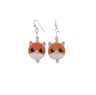 Kolczyki z drewnianymi kotami - rude 1