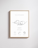 Plakat metryczka urodzenia a4 prezent narodziny dziecko chrzest no. 1