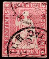 SZWAJCARIA 1854 – STRUBEL 15 r. – RZADKI NOMINAŁ – GABINETOWY – Klasyka