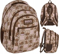 PLECAK SZKOLNY 3 KOMORY BACKUP 7 MODEL BRĄZOWY Z PIESKIEM