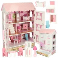 Drewniany Domek dla Lalek XXL 3 Poziomy Meble Akcesoria