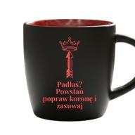 Kubek czarny czerwone wnętrze grawer Padłaś Powstań prezent