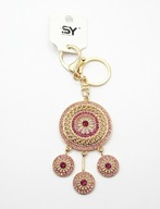 Brelok do torebki kluczy metalowy duży łapacz snów różowe cyrkonie prezent