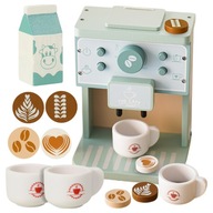 DREWNIANY EKSPRES DO KAWY DLA DZIECI ZESTAW AKCESORIA KUCHENNE BARISTA