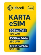 KARTA eSIM LIFECELL INTERENT W EU Turcja, Szwajcaria, UK, Norwegia