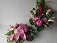 Komplet cmentarz kalie piwonia malina okrągły