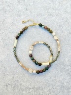 Naszyjnik N°50 | Apatyt, agat indyjski, kamień słoneczny, Ag925