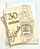 KARTKA PAMIĄTKA DREWNIANA NA 20,30,40,50,60,70,80,90,100 WHISKEY