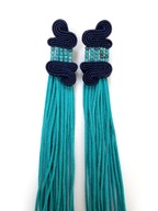 KOLCZYKI SUTASZ długie granatowe morskie niebieski