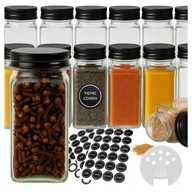 POJEMNIKI NA PRZYPRAWY SŁOIKI 24szt SZKLANE HERMETYCZNE + ZESTAW NAKLEJEK