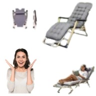 LEŻAK OGRODOWY SKŁADANY FOTEL ROZKŁADANY PODUSZKA SZARY WYGODNY