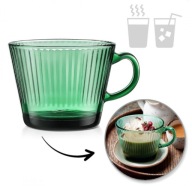 Filiżanka szklanka ryflowana duża butelkowa zieleń 380 ml 1szt