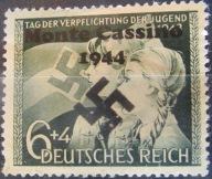 Niemcy stary znaczek z nadrukiem Monte Cassino(10/2