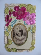 MATKA BOŻA przedwojenny ŚW. OBRAZEK KORONKA