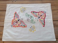 PRACA RĘCZNA BAWEŁNIANA POSZEWKA NA PODUSZKĘ HAFTOWANE MOTYLE 44x53 nr.14
