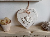 SERCE DREWNIANE , ANIOŁ, SHABBY RETRO