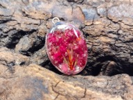 Wisior, kwiaty wrzośca w żywicy epoksydowej