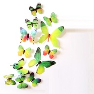 Motyle D657 dekoracyjne zielone 3D (12szt) naklejk