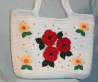 Torebka / siatka na zakupy kolor biały szydełko 29x35cm handmade