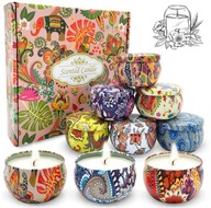 PREZENT NA DZIEŃ KOBIET ZESTAW KOLOROWYCH OZDOBNYCH ŚWIEC ZAPACHOWYCH 9 szt