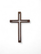Krzyż drewniany na ścianę ręcznie wykonany na ścianę 24 cm ciemny dąb