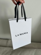 La Mania biała torba papierowa prezentowa czarne Logo 30/ 21/10cm
