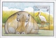 Gambia 1991 ** cena 6,90 zł kat.8€ - fauna, hipopotamy