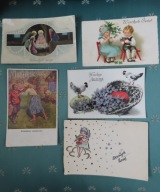 Kilka Świątecznych kartek, raczej przedwojennych w róźnych stanach.