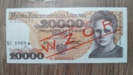 20000 zł 1989 seria A 0000000 WZÓR stan 1/UNC