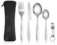 Zestaw Sztućców Kempingowych Stal Nierdzewna + GRATIS Pokrowiec i Otwieracz