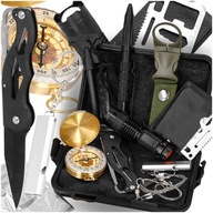 ZESTAW SURVIVALOWY WOJSKOWY MULTITOOL KOC TERMICZNY LATARKA NÓŻ SKŁADANY