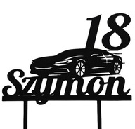 topper na tort dekoracja urodziny personalizacja wiek imię SZYBKIE AUTO!!!