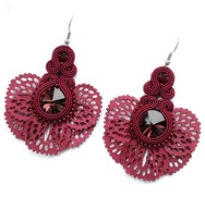 Kolczyki sutasz bordowe wieczorowe wachlarze