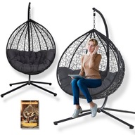 FOTEL WISZĄCY KOSZ KOKON OGRODOWY WOLNOSTOJĄCY HUŚTAWKA NA TARAS + PODUSZKA