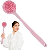 Miękka silikonowa szczotka do pleców z długim uchwytem różowa