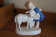 Figurka porcelanowa dziewczynka z barankiem GRAFENTHAL